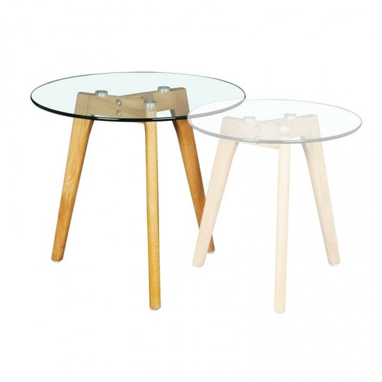 TARGET Βοηθ.Τραπεζάκι Φ40/Η41cm Ξύλο/Γυαλί 8mm