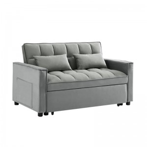 TEMPO Καναπές - Κρεβάτι, Με ανάκλιση πλάτης, Ύφασμα Velure Γκρι 137x98x77cm