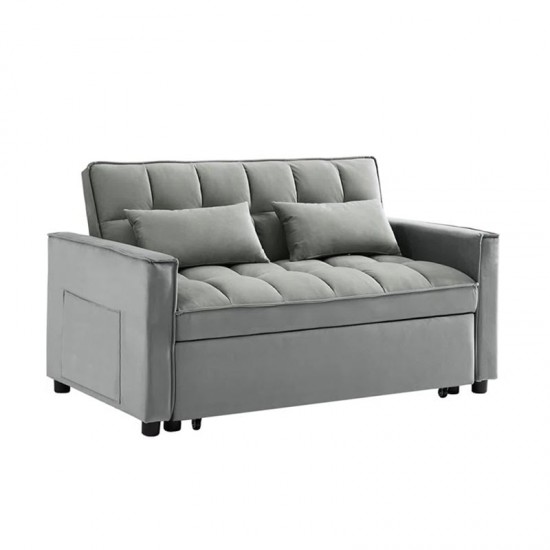 TEMPO Καναπές - Κρεβάτι, Με ανάκλιση πλάτης, Ύφασμα Velure Γκρι 137x98x77cm