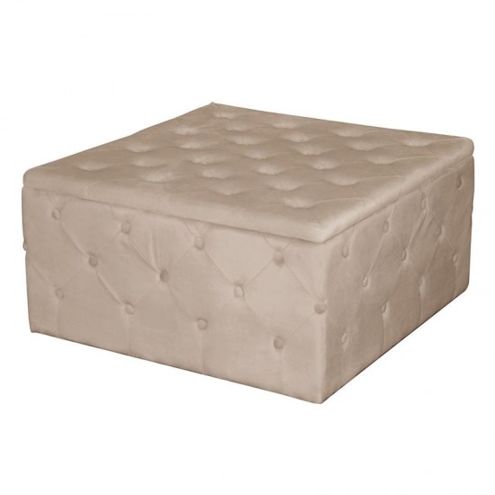 TIBOR Σκαμπό Αποθηκευτικό, Ύφασμα Velure Απόχρωση Cappuccino 80x80x41cm