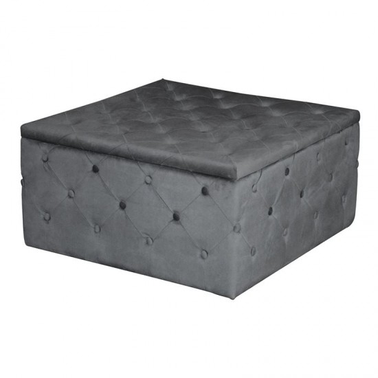 TIBOR Σκαμπό Αποθηκευτικό, Ύφασμα Velure Απόχρωση Γκρι 80x80x41cm