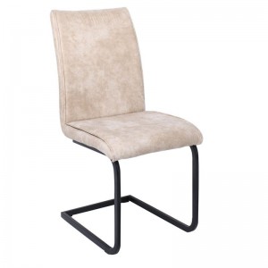 TORY Καρέκλα Μεταλλική Μαύρη/Ύφασμα Suede Μπεζ