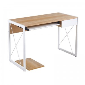 UNIT Γραφείο Η/Υ, Μέταλλο Βαφή Άσπρο, Melamine Απόχρωση Sonoma 110x55x75cm