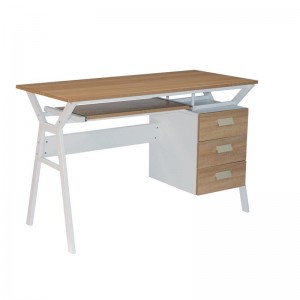 UNIT Γραφείο Η/Υ Μέταλλο Βαφή Άσπρο, Melamine Απόχρωση Sonoma 120x54x76cm