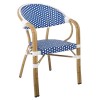 PARIS Πολυθρόνα Bistro Αλουμίνιο Φυσικό, Wicker Άσπρο - Μπλε, Στοιβαζόμενη 57x59x84cm