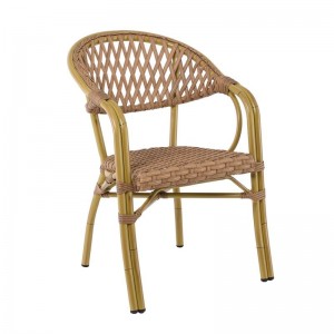 VEGERA Rattan Πολυθρόνα Dining Αλουμίνιο Φυσικό, Wicker Φυσικό, Στοιβαζόμενη 57x59x84cm