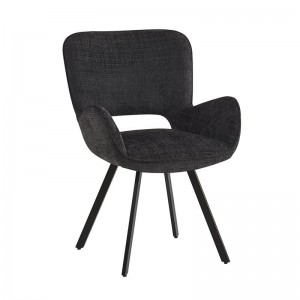 VETA Πολυθρόνα Περιστρεφόμενη, Μέταλλο Βαφή Μαύρο, Ύφασμα Μαύρο 58x58x84cm