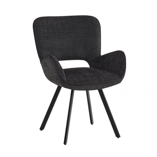 VETA Πολυθρόνα Περιστρεφόμενη, Μέταλλο Βαφή Μαύρο, Ύφασμα Μαύρο 58x58x84cm