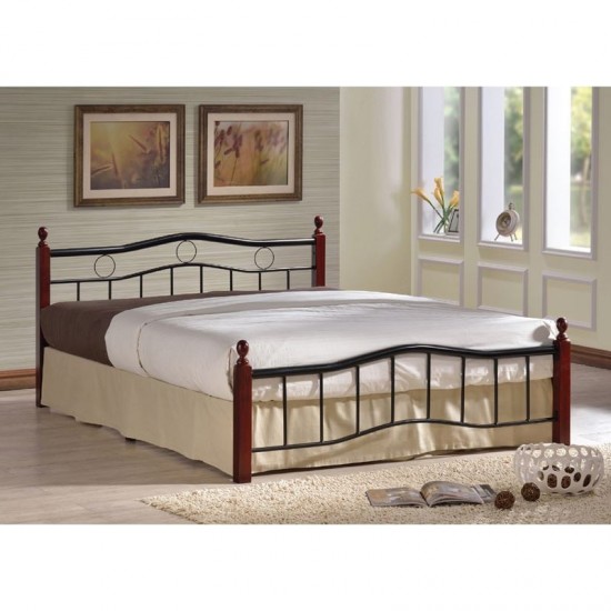 VICTOR Κρεβάτι (για στρώμα 140x190cm) Mεταλ.Μαύρο/Ξύλο Καρυδί