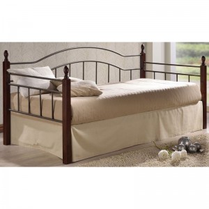 VINCENT Daybed 90x190cm Μεταλ.Μαύρο/Ξύλο Καρυδί