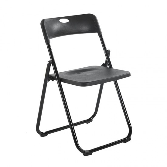 WENDY Καρέκλα Πτυσσόμενη, Μέταλλο Βαφή Μαύρο, PP Απόχρωση Μαύρο 48x49x73cm