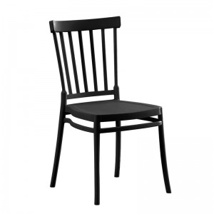 WINDSOR Καρέκλα Τραπεζαρίας Κήπου Στοιβαζόμενη, PP Μαύρο UV Protection 46x53x86cm