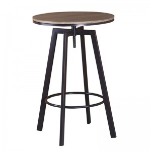 YORK Τραπέζι BAR Φ60cm Μέταλλο Σκούρο Καφέ/Καρυδί 63x63x94/104cm