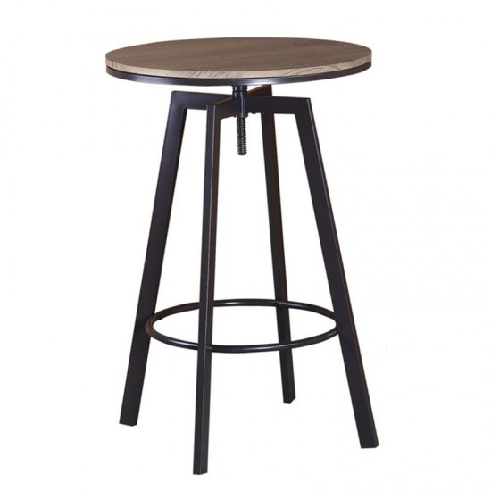 YORK Τραπέζι BAR Φ60cm Μέταλλο Σκούρο Καφέ/Καρυδί 63x63x94/104cm