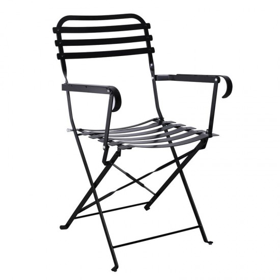 ΖΑΠΠΕΙΟΥ Πολυθρόνα Κήπου - Βεράντας, Πτυσσόμενη, Μέταλλο Βαφή Μαύρο 54x52x85cm
