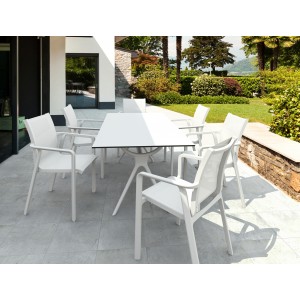 SET AIR 180X90 ΤΡΑΠΕΖΙ ΜΕ 6 ΠΟΛΥΘΡΟΝΕΣ  PACIFIC WHITE