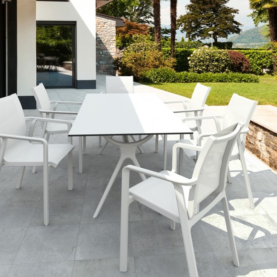 SET AIR 180X90 ΤΡΑΠΕΖΙ ΜΕ 6 ΠΟΛΥΘΡΟΝΕΣ  PACIFIC WHITE