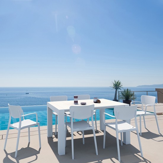 Σετ Τραπεζαρίας 7τμχ Vegas Loft White 100X100/140εκ.