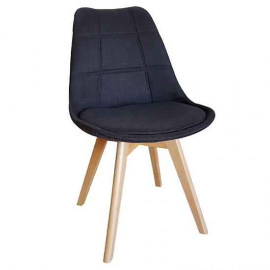 Καρέκλα Τραπεζαρίας Ξύλινη 4τμχ Bianca Black Dark Grey Ύφασμα 49Χ53Χ82εκ.-BIANCA ΚΑΡΕΚΛΑ-ΚΑΡΕΚΛΑ-