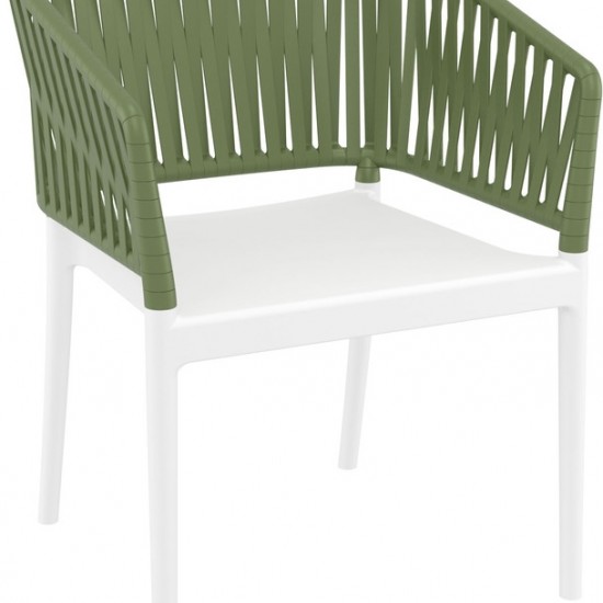 PORTOFINO WHITE/OLIVE GREEN ΠΟΛΥΘΡΟΝΑ ΠΟΛ/ΝΙΟΥ 58x58x80εκ.