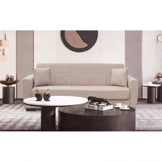 ANIMA 3ΘΕΣΙΟΣ ΚΑΝΑΠΕΣ/ΚΡΕΒΑΤΙ ΜΕ ΑΠΟΘ.ΧΩΡΟ LIGHT BROWN ΥΦΑΣΜΑ 210X80X75εκ.