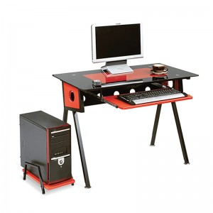 ΓΡΑΦΕΙΟ 100X53X75εκ.PVC ΚΟΚΚΙΝΟ,ΜΑΥΡΟ ΜΕΤΑΛΛΟ, CPU