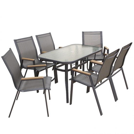 SELBY SET ΤΡΑΠΕΖΑΡΙΑΣ 7ΤΜΧ ΑΝΘΡΑΚΙ 120Χ70εκ.