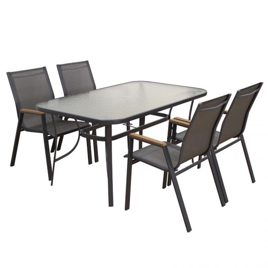 SELBY SET ΤΡΑΠΕΖΑΡΙΑΣ 5ΤΜΧ ΑΝΘΡΑΚΙ 150Χ90εκ.