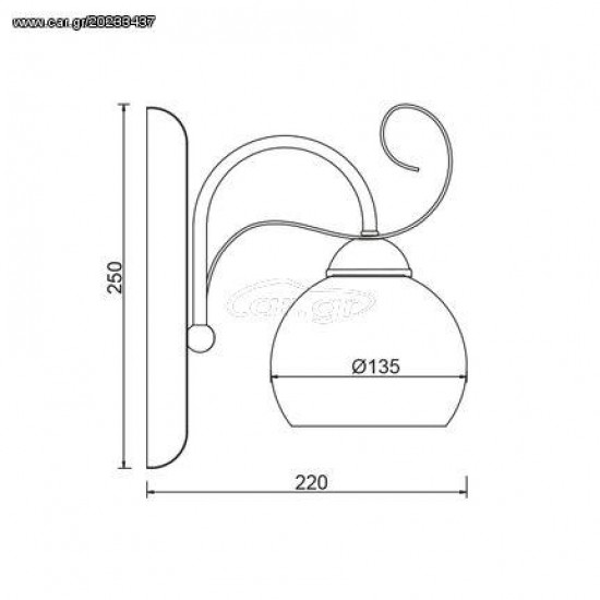 ΑΠΛΙΚΑ ΤΟΙΧΟΥ ΜΕΤΑΛΛΙΚΗ ΠΑΤΙΝΑ ΛΕΥΚΗ ΧΡΥΣΗ+ΟΠΑΛ ΓΥΑΛΙ 13,5Χ25,2Χ22CM (DL11691W)