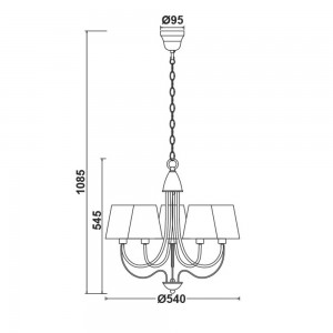 ΚΡΕΜΑΣΤΟ 5ΦΩΤΟ ΜΕΤΑΛΛΙΚΟ ΚΑΦΕ-ΧΡΥΣΟ+ΚΡΕΜ ΑΜΠΑΖΟΥΡ Φ54ΧΗ108,5CM (DL11815PB)
