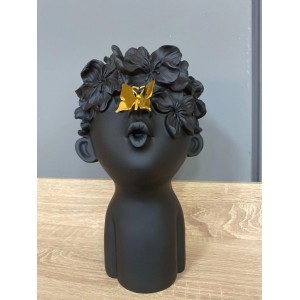 WHISP DECO ΠΡΟΣΩΠΟ POLYRESIN ΜΑΥΡΟ - ΧΡΥΣΟ