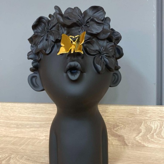 WHISP DECO ΠΡΟΣΩΠΟ POLYRESIN ΜΑΥΡΟ - ΧΡΥΣΟ