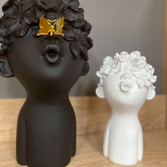 WHISP DECO ΠΡΟΣΩΠΟ POLYRESIN ΜΑΥΡΟ - ΧΡΥΣΟ