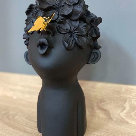 WHISP DECO ΠΡΟΣΩΠΟ POLYRESIN ΜΑΥΡΟ - ΧΡΥΣΟ