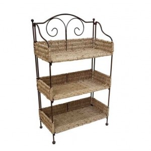 Μεταλλική Ραφιέρα με Ψάθινα Ράφια 3 Επιπέδων  25χ50χ85cm