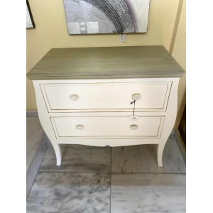 Συρταριέρα Κλασικού Στυλ σε Λευκό & Φυσικό Ξύλο 77Χ40Χ78