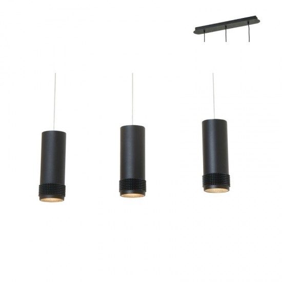 ΚΡΕΜΑΣΤΟ ΦΩΤΙΣΤΙΚΟ 3XGU10 ΜΑΥΡΟ ΑΛΟΥΜΙΝΙΟ 6,5X60XH122CM