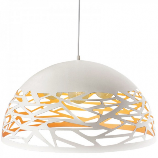 ΜΕΤΑΛΛΙΚΗ ΚΡΕΜΑΣΤΗ ΚΑΜΠΑΝΑ 3XE27 ΛΕΥΚΗ ΔΙΑΤΡΗΤΗ Φ50CM