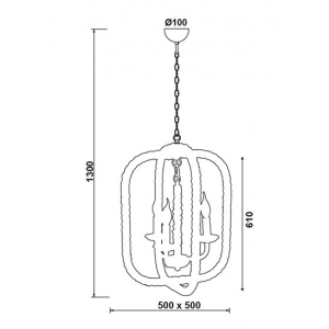 SKIA ΚΡΕΜΑΣΤΟ ΦΩΤΙΣΤΙΚΟ ΟΡΟΦΗΣ 5ΦΩΤΟ ΣΧΟΙΝΙ ΜΠΕΖ 50x50xΗ130cm