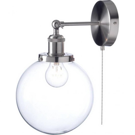 ΕΠΙΤΟΙΧΟ Φ/Σ 1ΧΕ27 ΝΙΚΕΛ ΜΕΤΑΛΛΟ+ΓΥΑΛΙ Φ20ΧΗ38CM