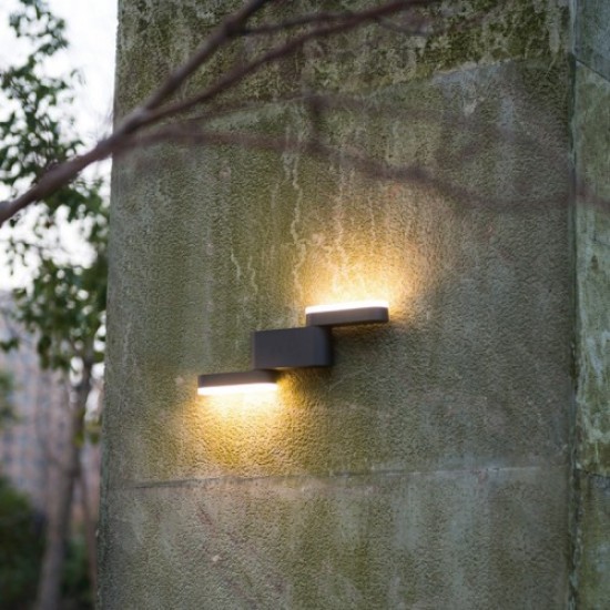 Απλίκα Τοίχου Εξωτερικού Χώρου Σκούρο Γκρι 14x4,1xH13cm