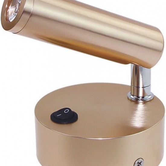 ΕΠΙΤΟΙΧΟ Φ/Σ LED 3W ΧΡΥΣΟ ΚΙΝΗΤΟ 50° 210Lm 4.000K 230V ΜΕ ΔΙΑΚΟΠΤΗ