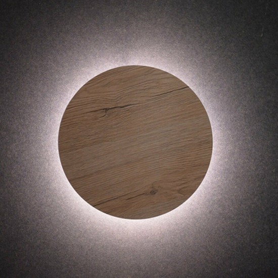 ΕΠΙΤΟΙΧΟ Φ/Σ LED 24W 3000Κ ΑΠΟΧΡΩΣΗ ΑΝΟΙΧΤΟΥ ΞΥΛΟΥ MDF ΚΥΚΛΟΣ Φ40XH3,6CM