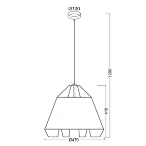 LINES ΚΡΕΜΑΣΤΟ ΦΩΤΙΣΤΙΚΟ 1ΦΩΤΟ ΥΦΑΣΜΑ ΜΑΥΡΟ Φ47xH120cm