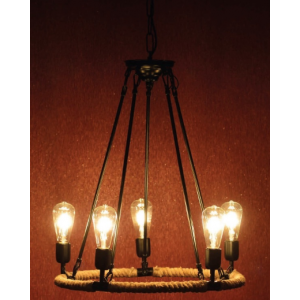 ΚΡΕΜΑΣΤΟ Φ/Σ 5ΧΕ27 ΡΟΤΟΝΤΑ ΜΑΥΡΟ ΜΕΤΑΛΛΟ+ΣΧΟΙΝΙ Φ53ΧΗ140CM