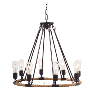 ΚΡΕΜΑΣΤΟ Φ/Σ 8ΧΕ27 ΡΟΤΟΝΤΑ ΜΑΥΡΟ ΜΕΤΑΛΛΟ+ΣΧΟΙΝΙ Φ60ΧΗ140CM