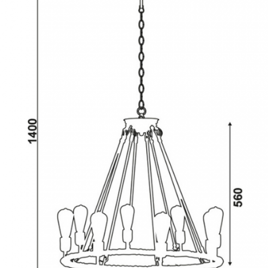 ΚΡΕΜΑΣΤΟ Φ/Σ 8ΧΕ27 ΡΟΤΟΝΤΑ ΜΑΥΡΟ ΜΕΤΑΛΛΟ+ΣΧΟΙΝΙ Φ60ΧΗ140CM