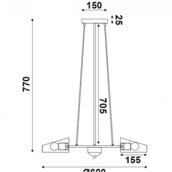 EPSI ΚΡΕΜΑΣΤΟ ΦΩΤΙΣΤΙΚΟ 5ΦΩΤΟ ΜΕΤΑΛΛΟ ΜΑΥΡΟ-ΧΑΛΚΙΝΟ Φ60xΗ77CM