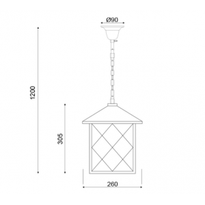 ΚΡΕΜΑΣΤΟ Φ/Σ 1ΧΕ27 ΜΕΤΑΛΛΙΚΟ ΜΑΥΡΟ+ΓΥΑΛΙ 26Χ26ΧΗ120CM