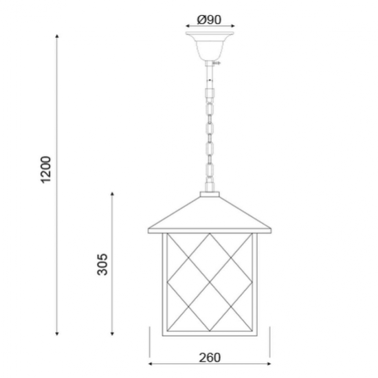 ΚΡΕΜΑΣΤΟ Φ/Σ 1ΧΕ27 ΜΕΤΑΛΛΙΚΟ ΜΑΥΡΟ+ΓΥΑΛΙ 26Χ26ΧΗ120CM